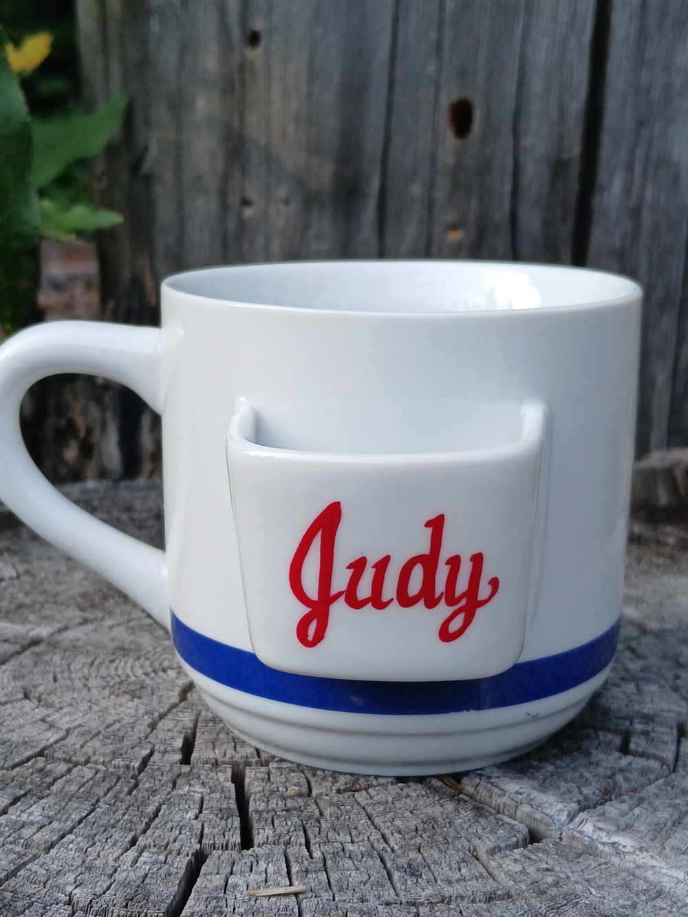 Vintage Personalized "Judy" Tea Bag Holder Mug - Excellent Condition